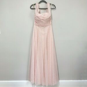 Jenny Yoo Convertible Tulle Gown Dress Light Pink Women’s Size 6 Strapless Floor
